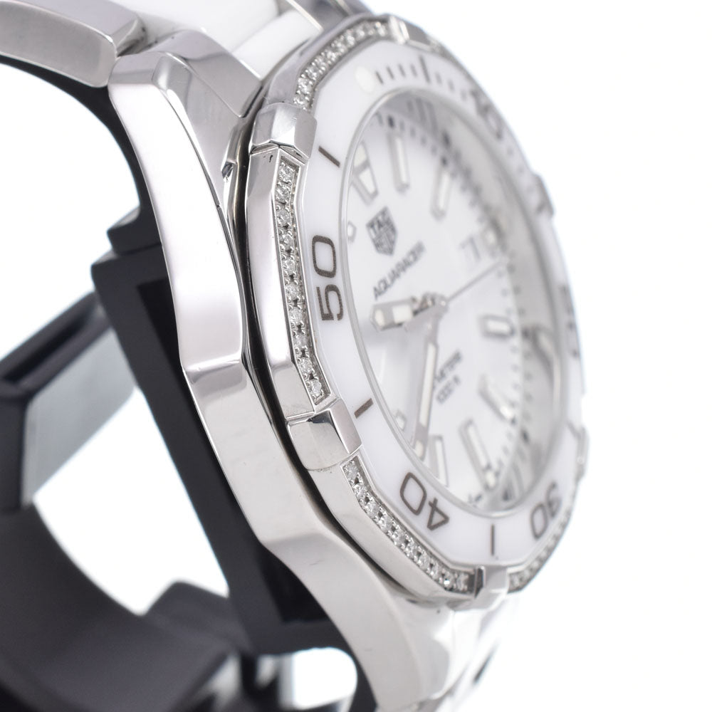 TAG HEUER Aqua racer WAY131H Diamond Bezel Date white Dial Quartz Men's
 Watch R#148940