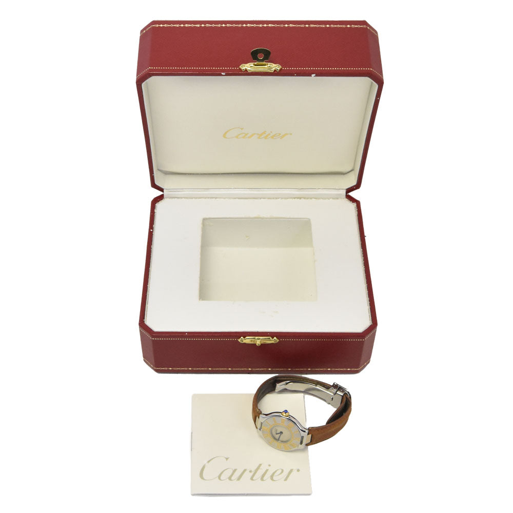 CARTIER Must21 SM W1000944 Stainless Steel/Gold Plated Ivory Dial Quartz Ladies
 Watch O#148941