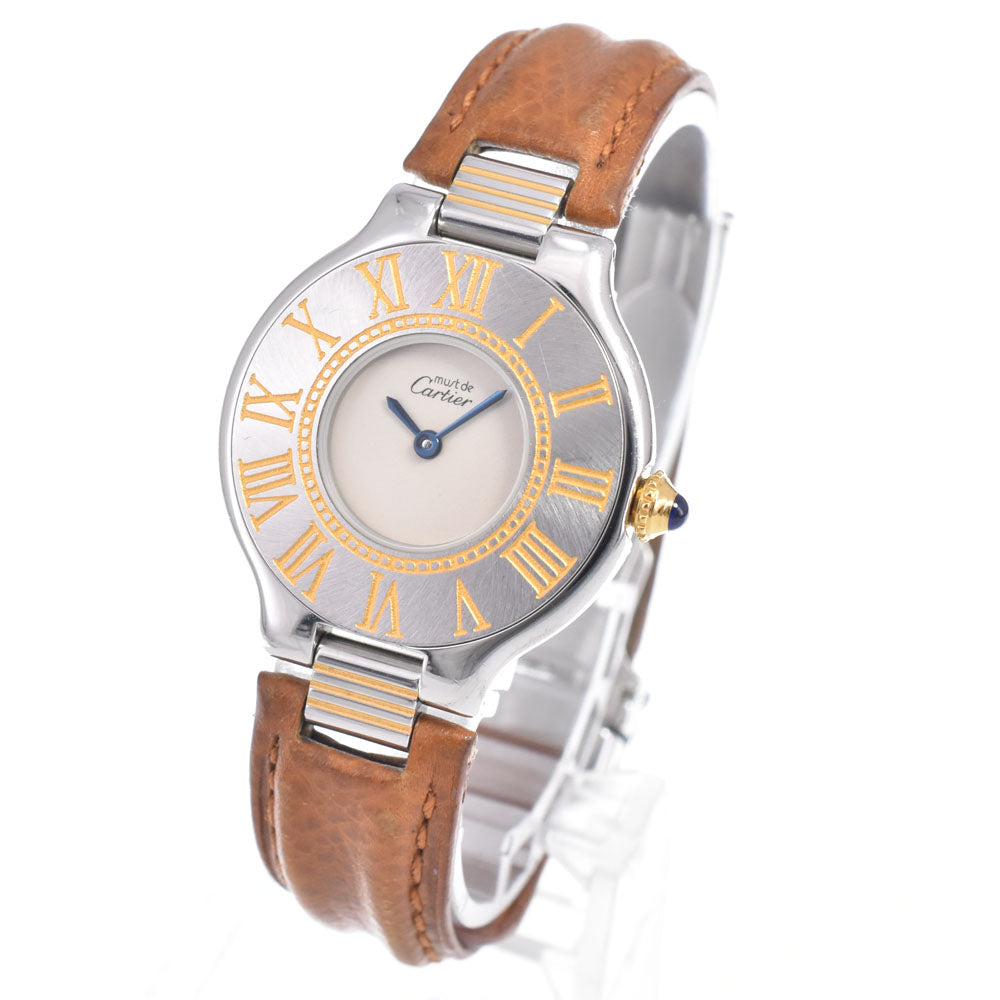 CARTIER Must21 SM W1000944 Stainless Steel/Gold Plated Ivory Dial Quartz Ladies
 Watch O#148941