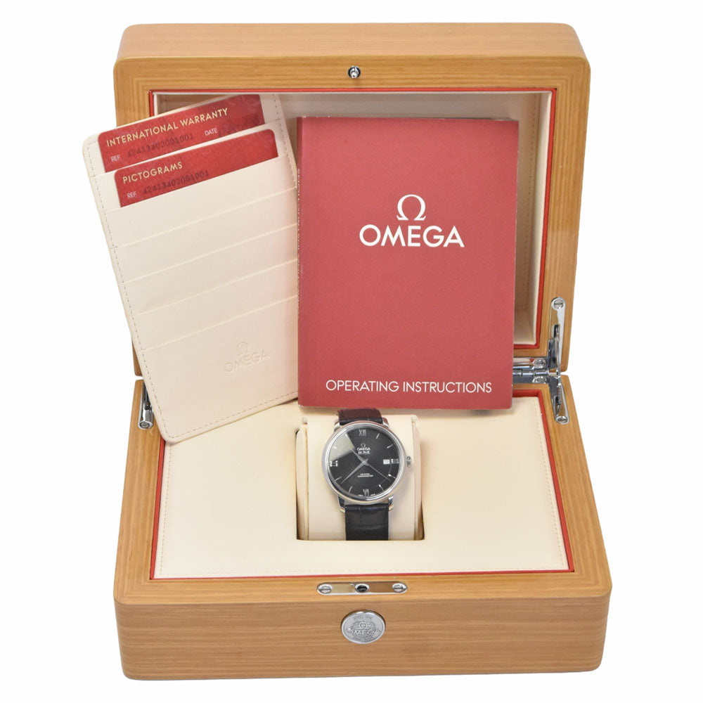 with paper OMEGA De Ville Prestige 424.13.40.20.01.001 Date CO-AXIAL black Dial Automatic Men's
 Watch P#148949