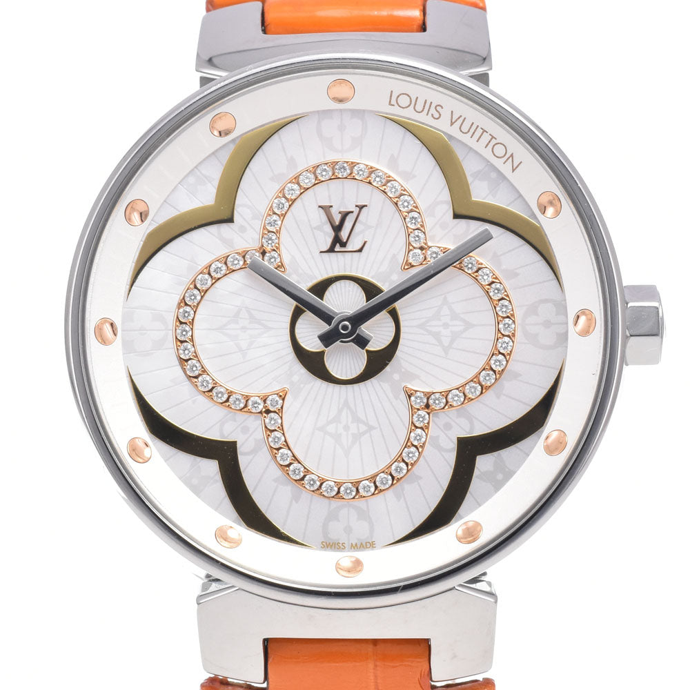 LOUIS VUITTON Tambour Moon Divine MM QA019Z diamond White shell Dial Quartz Ladies
 Watch O#148952