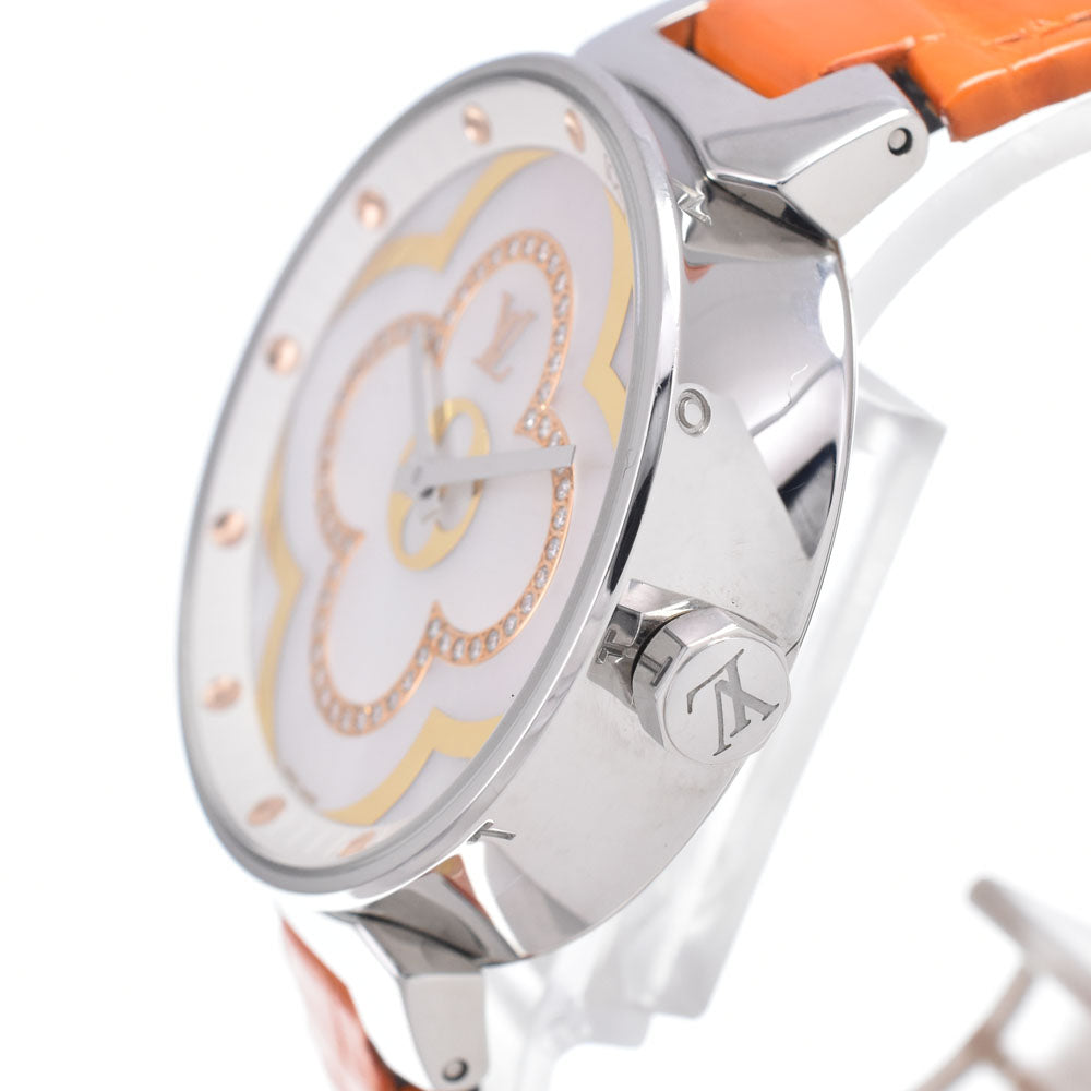 LOUIS VUITTON Tambour Moon Divine MM QA019Z diamond White shell Dial Quartz Ladies
 Watch O#148952