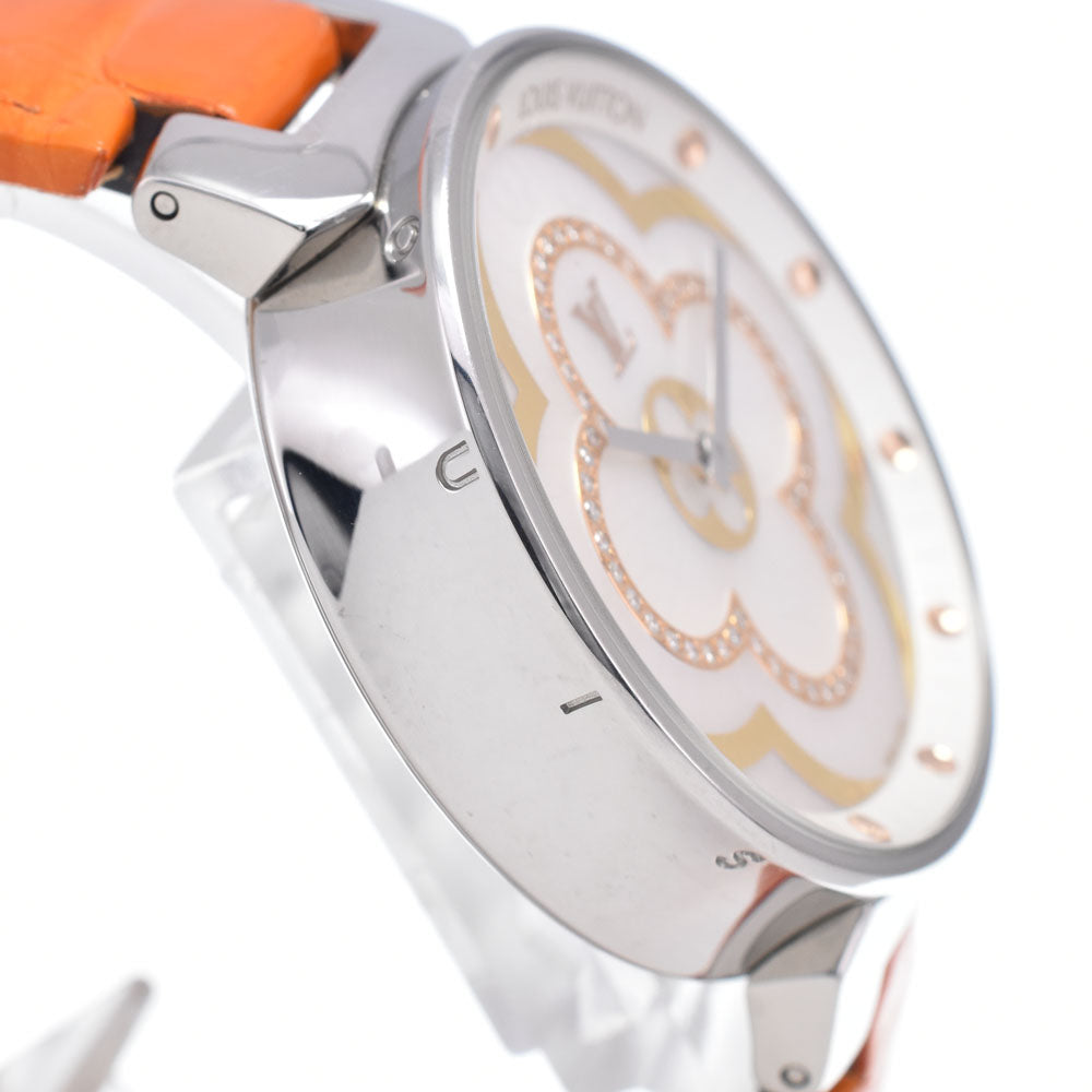LOUIS VUITTON Tambour Moon Divine MM QA019Z diamond White shell Dial Quartz Ladies
 Watch O#148952