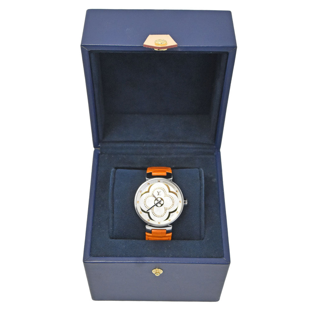 LOUIS VUITTON Tambour Moon Divine MM QA019Z diamond White shell Dial Quartz Ladies
 Watch O#148952