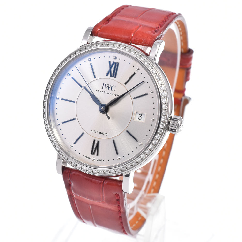 with paper IWC SCHAFFHAUSEN Portofino Automatic 37 IW458109 Diamond Bezel Silver Dial Automatic Men's
 Watch P#148957