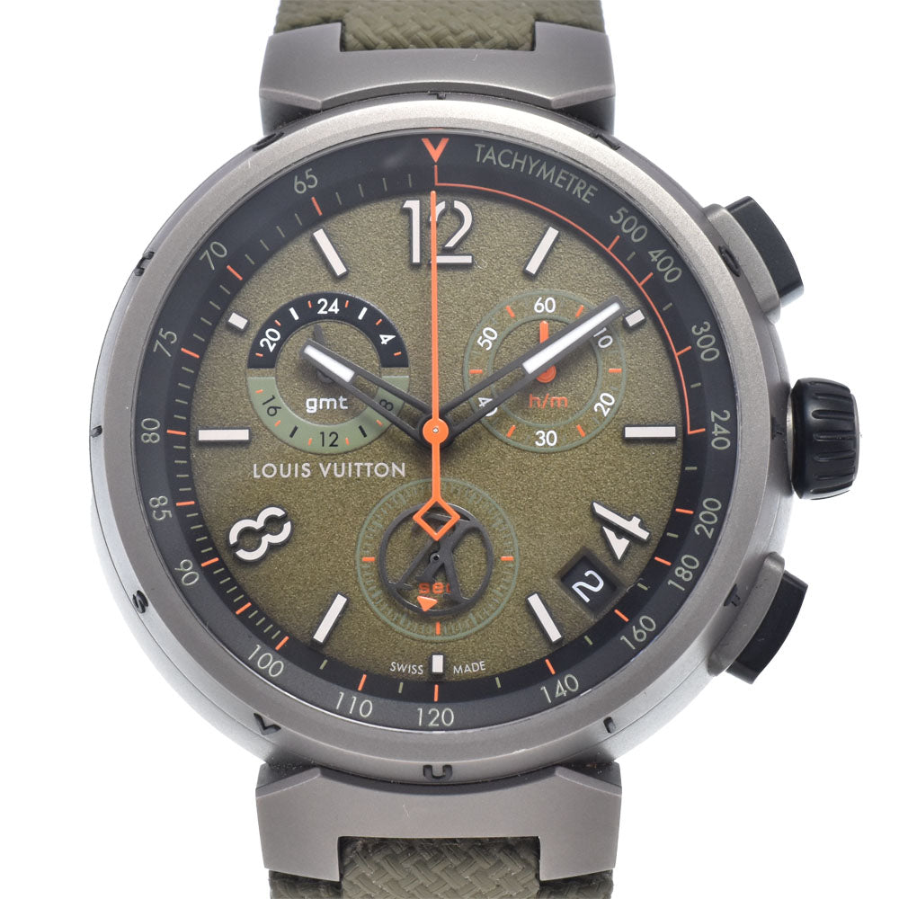 with paper LOUIS VUITTON Tambour QA097 green Dial Quartz Men's
 Watch O#148978