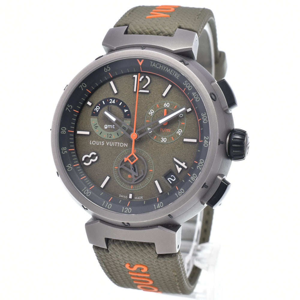 with paper LOUIS VUITTON Tambour QA097 green Dial Quartz Men's
 Watch O#148978
