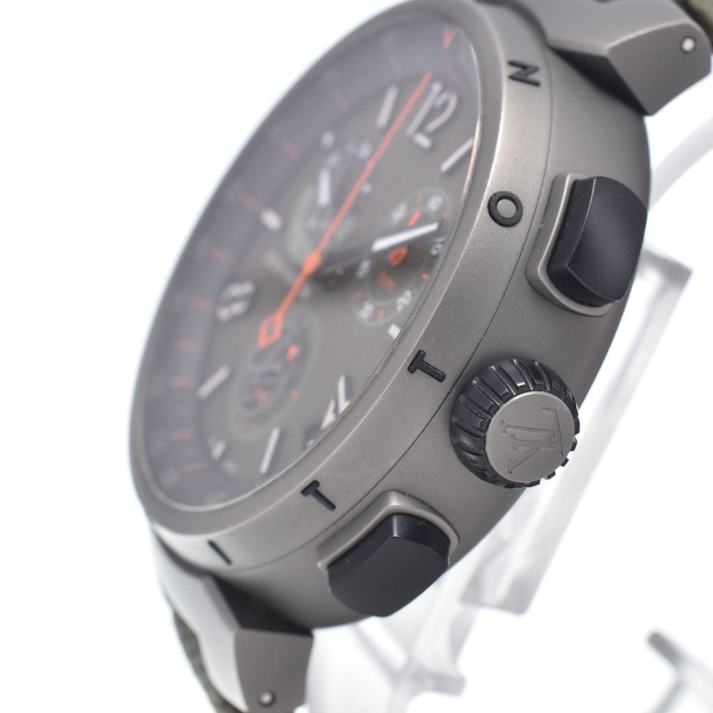 with paper LOUIS VUITTON Tambour QA097 green Dial Quartz Men's
 Watch O#148978