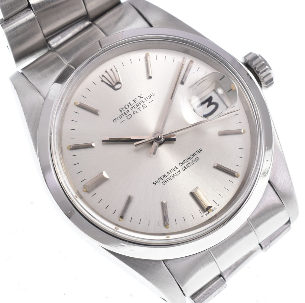 ROLEX Oyster perpetual date 1500 vintage Cal.1570 Silver Dial Automatic Men's
 Watch Q#148983