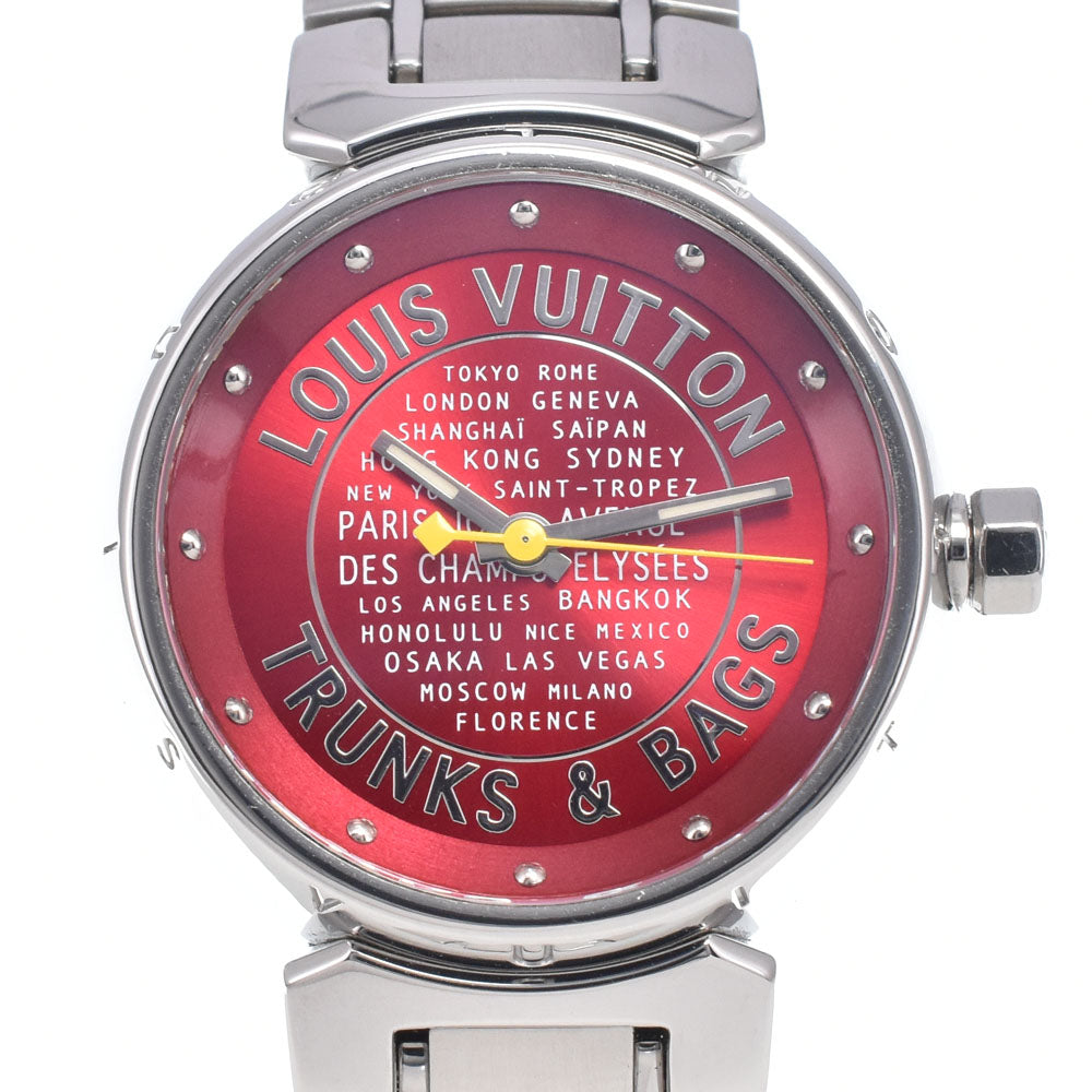 LOUIS VUITTON Tambour TRUNKS&BAGS Q121N Red Dial Quartz Ladies
 Watch O#149002