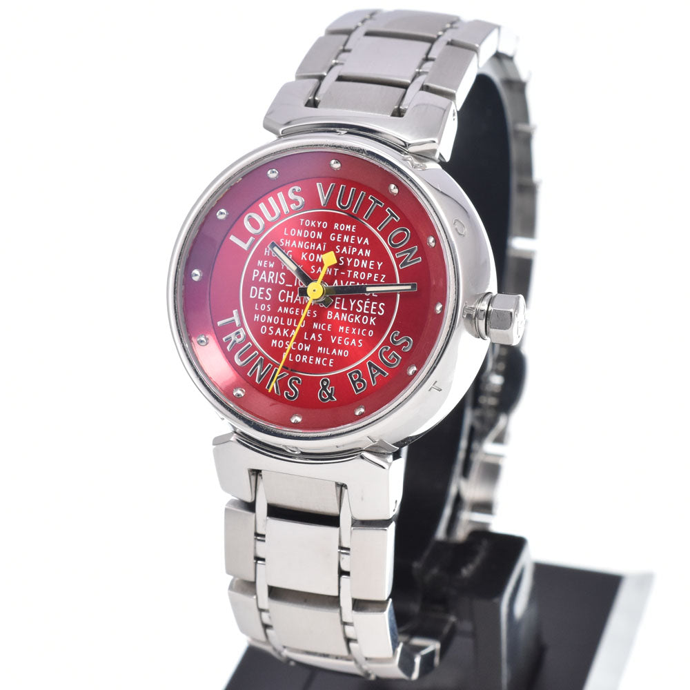 LOUIS VUITTON Tambour TRUNKS&BAGS Q121N Red Dial Quartz Ladies
 Watch O#149002