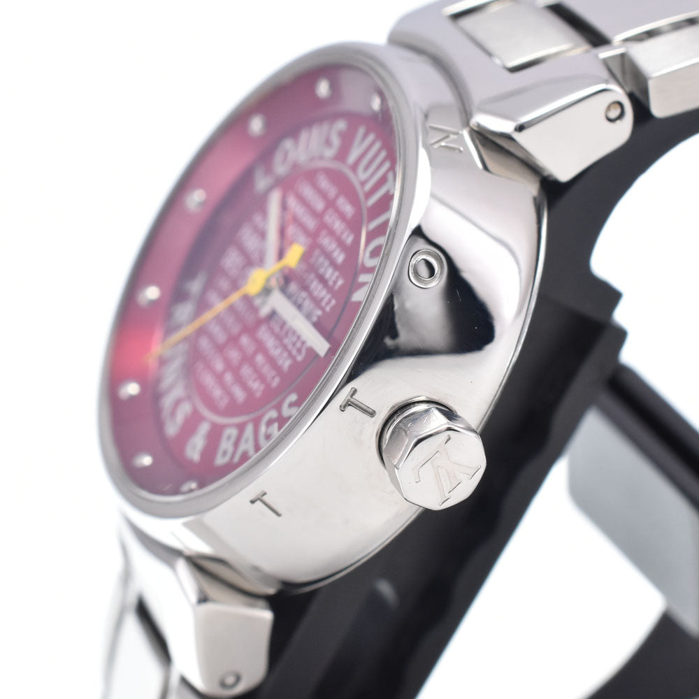 LOUIS VUITTON Tambour TRUNKS&BAGS Q121N Red Dial Quartz Ladies
 Watch O#149002