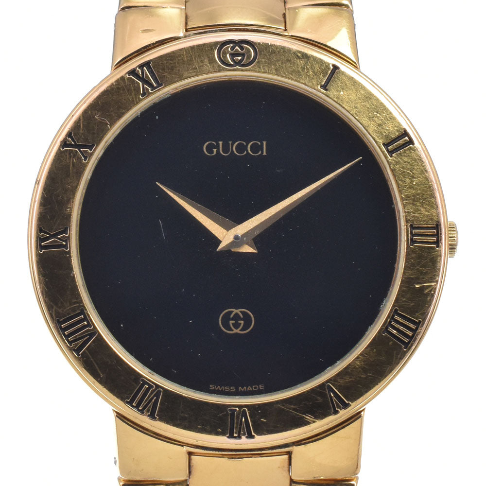 GUCCI 3300M Gold Plated black Dial Quartz Men's
 Watch P#149013