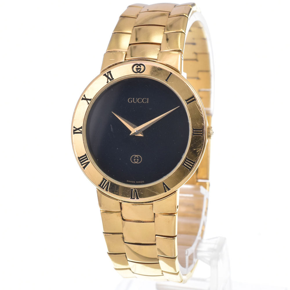 GUCCI 3300M Gold Plated black Dial Quartz Men's
 Watch P#149013