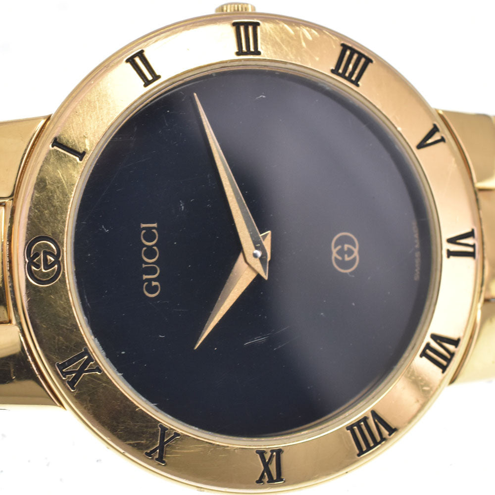 GUCCI 3300M Gold Plated black Dial Quartz Men's
 Watch P#149013