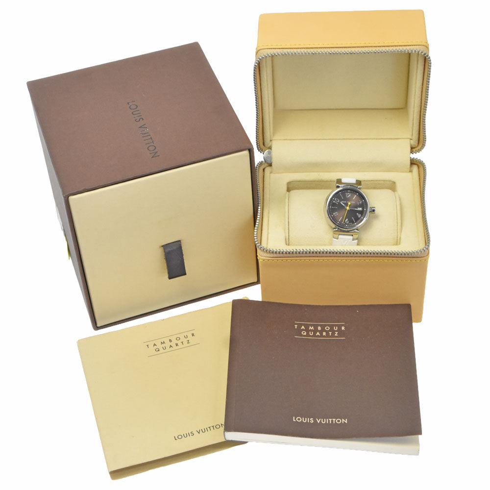 with paper LOUIS VUITTON Tambour Q1211 Brown Dial Quartz Ladies
 Watch P#149016