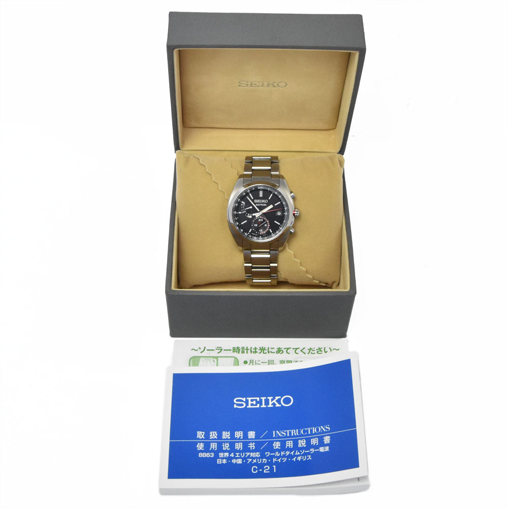 SEIKO Astron SBXY017/8B63-0BA0 Day date black Dial Radio Sync Solar Men's
 Watch P#149030