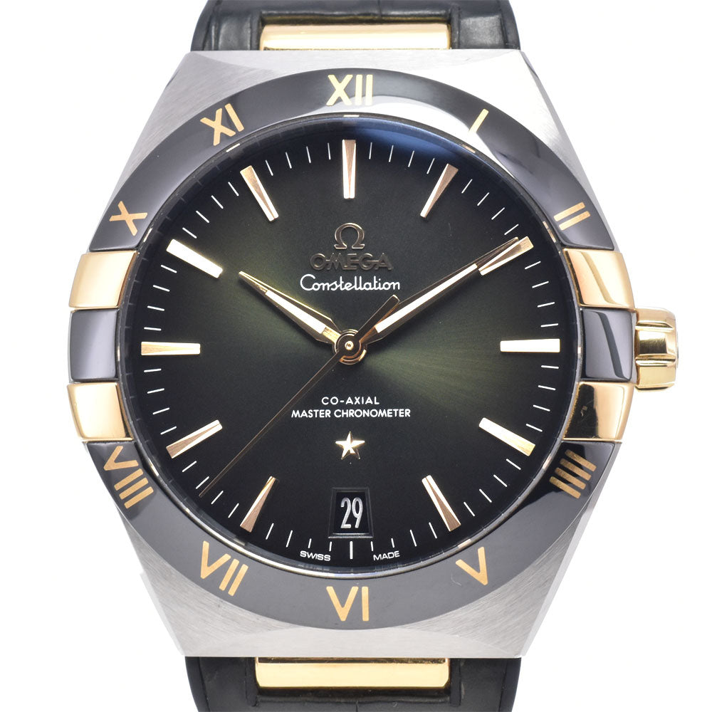 with paper OMEGA Constellation 131.23.41.21.10.001 see-through back date green Dial Automatic Men's
 Watch O#149044