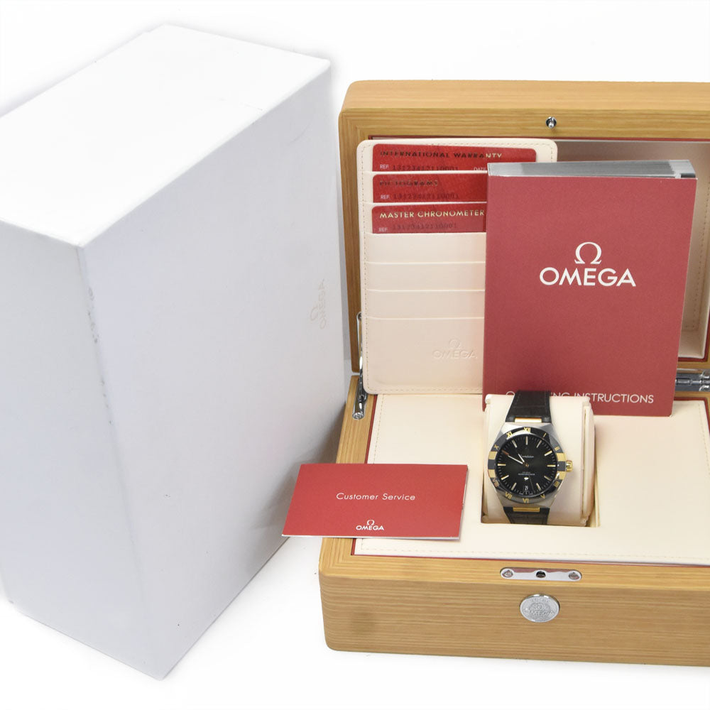 with paper OMEGA Constellation 131.23.41.21.10.001 see-through back date green Dial Automatic Men's
 Watch O#149044