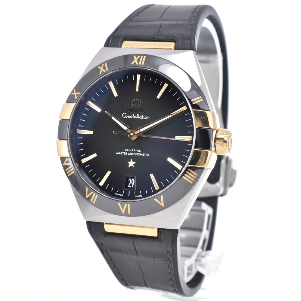with paper OMEGA Constellation 131.23.41.21.10.001 see-through back date green Dial Automatic Men's
 Watch O#149044