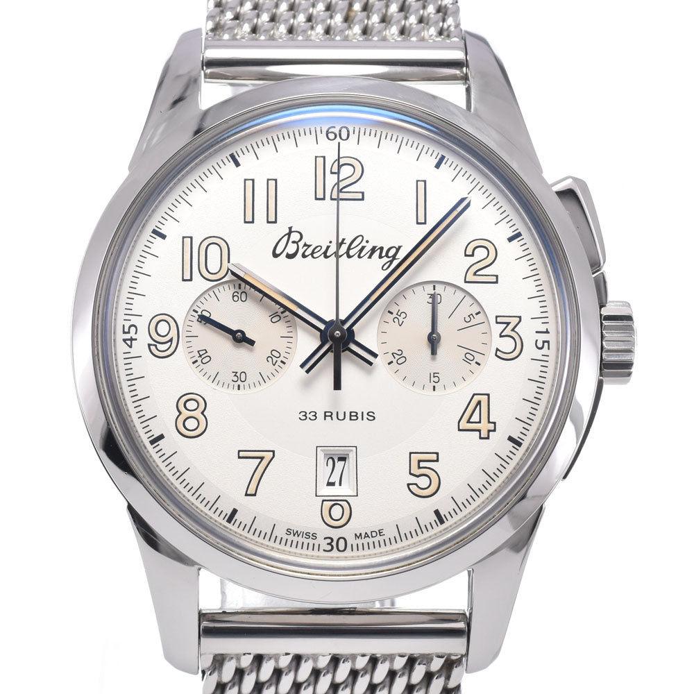 with paper BREITLING Transocean AB1411 Limited edition of 1915 pieces worldwide. See-through back. Silver Dial Hand Winding Men's
 Watch R#149054
