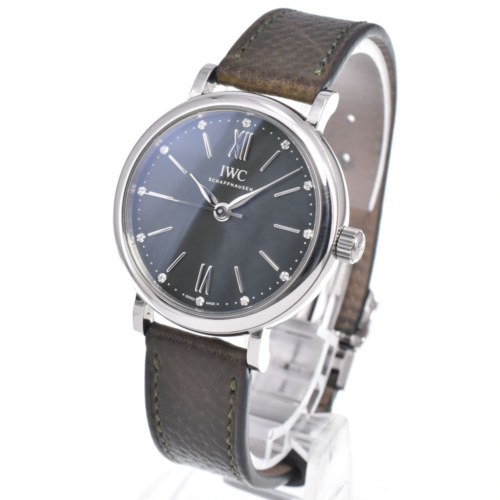 with paper IWC SCHAFFHAUSEN Portofino IW357412 12P diamond khaki Dial Automatic Ladies
 Watch Q#149067