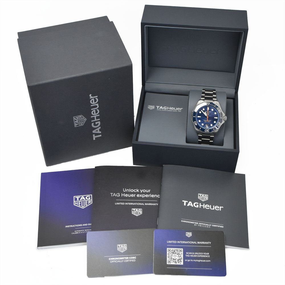 with paper TAG HEUER Aqua racer WBP5111.BA0013 Date blue Dial Automatic Men's
 Watch O#149100