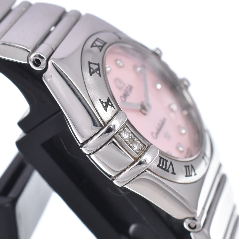 OMEGA Constellation Mini My Choice 1566.66 4P & 12P diamond Pink shell Dial Quartz Ladies
 Watch Q#149107