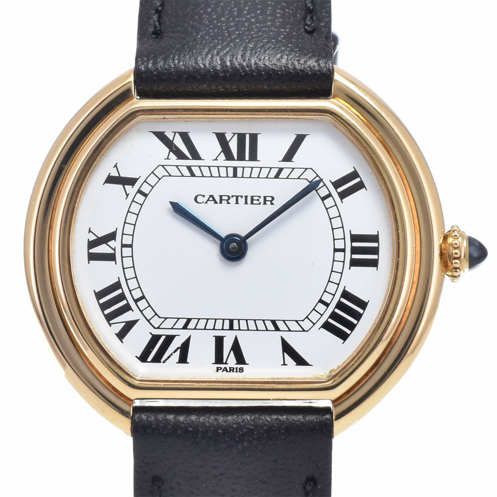with paper CARTIER Ellipse LM K18YG / leather white Dial Hand Winding Ladies
 Watch Q#149124