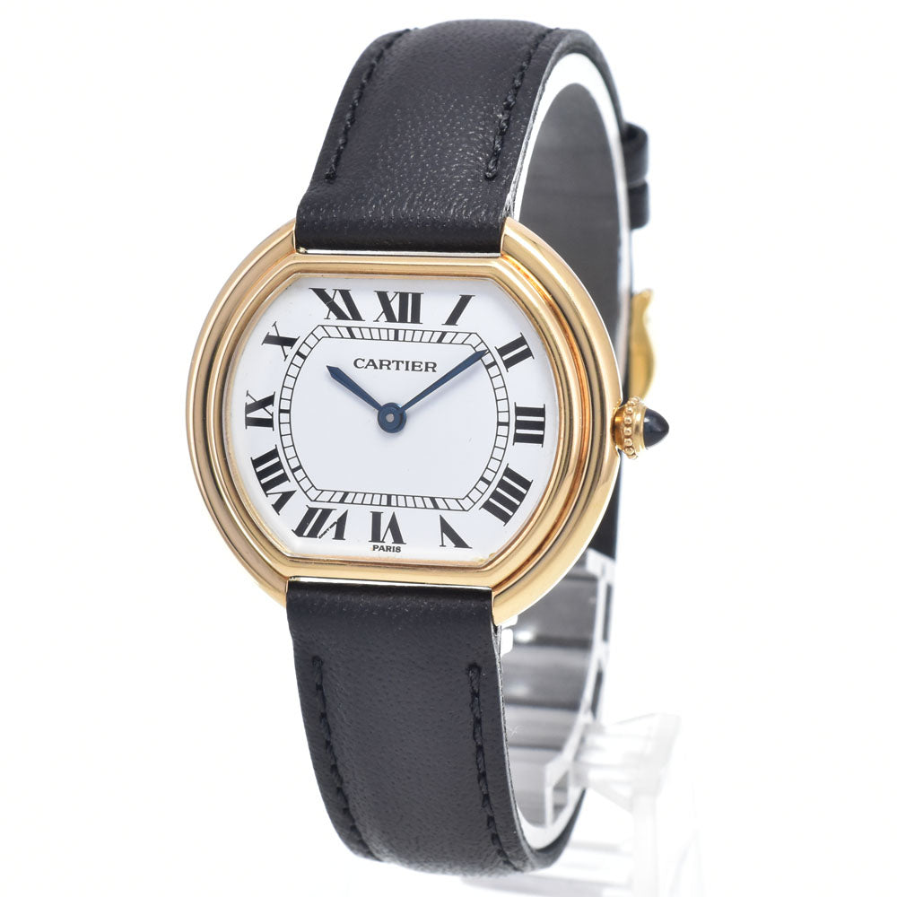 with paper CARTIER Ellipse LM K18YG / leather white Dial Hand Winding Ladies
 Watch Q#149124