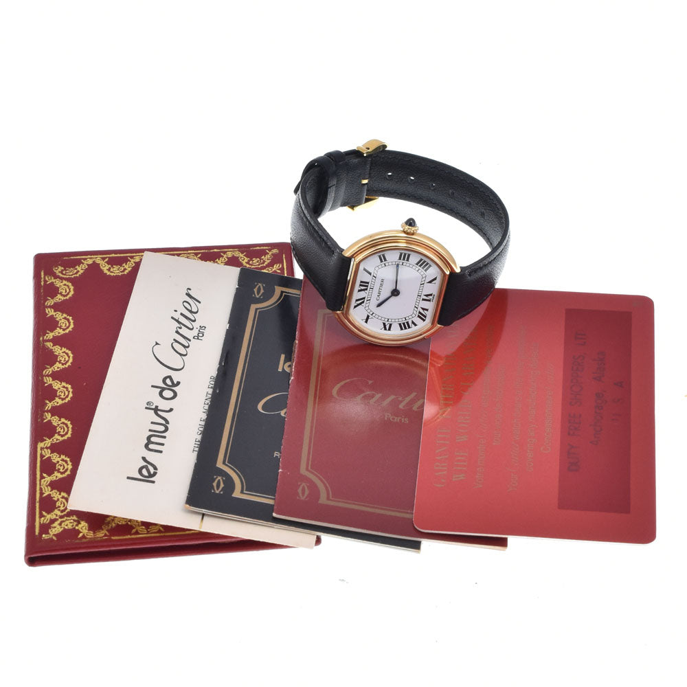 with paper CARTIER Ellipse LM K18YG / leather white Dial Hand Winding Ladies
 Watch Q#149124