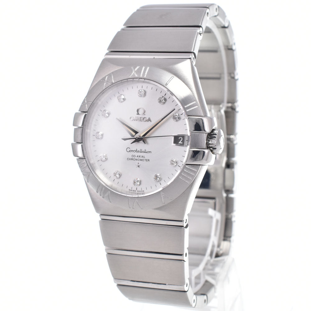 with paper OMEGA Constellation Coaxial 123.10.35.20.52.001 diamond Silver Dial Automatic Men's
 Watch P#149151
