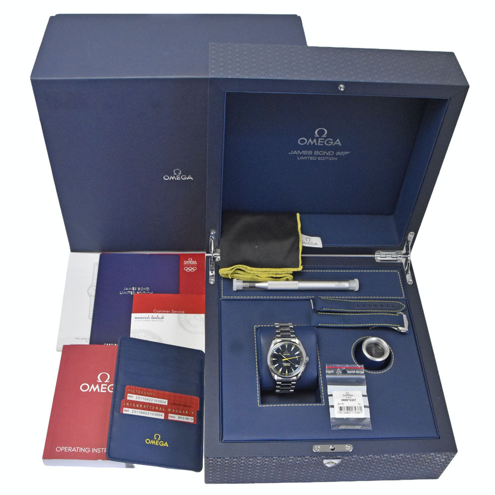 with paper OMEGA Seamaster Aqua Terra 231.10.42.21.03.004 James Bond 007 Limited Edition blue Dial Automatic Men's
 Watch Q#149152