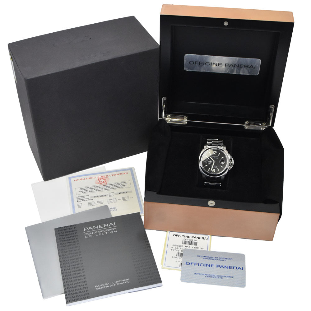 with paper PANERAI Luminor Marina PAM00220 Small second black Dial Automatic Men's
 Watch P#149164