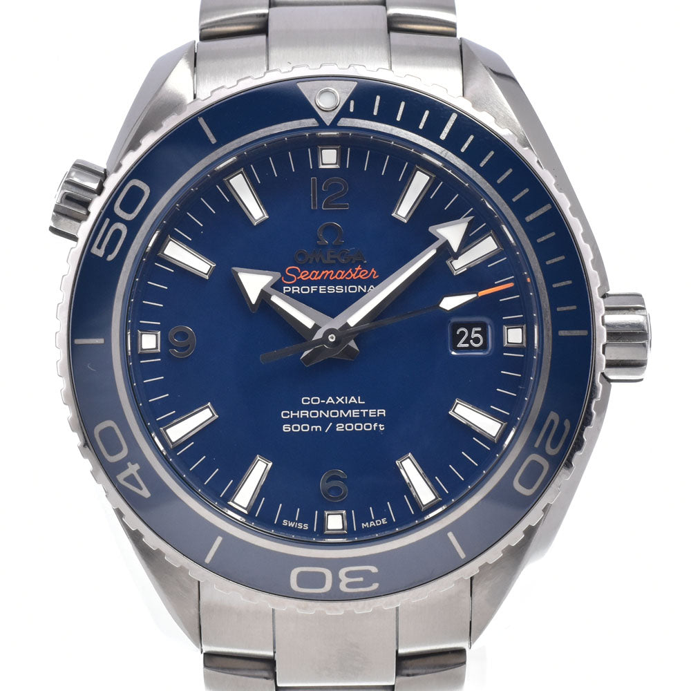 with paper OMEGA Seamaster Planet Ocean 600M 232.90.46.21.03.001 Titanium see-through back blue Dial Automatic Men's
 Watch P#149169