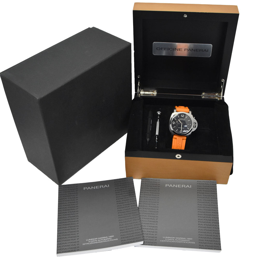 with paper PANERAI Luminor Marina 1950 3 Days PAM00312 Date black Dial Automatic Men's
 Watch B#149178