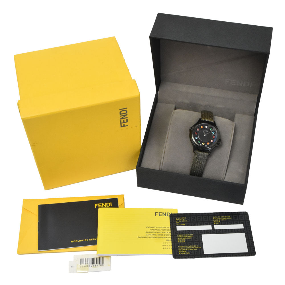 with paper FENDI Crazy carat 10500L Change gemstone black Dial Quartz Ladies
 Watch Q#149194