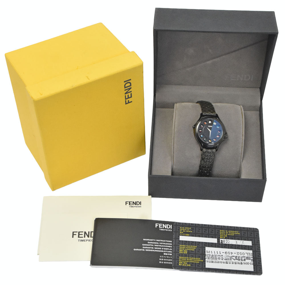 with paper FENDI Crazy carat 10500L Change gemstone black Dial Quartz Ladies
 Watch Q#149197