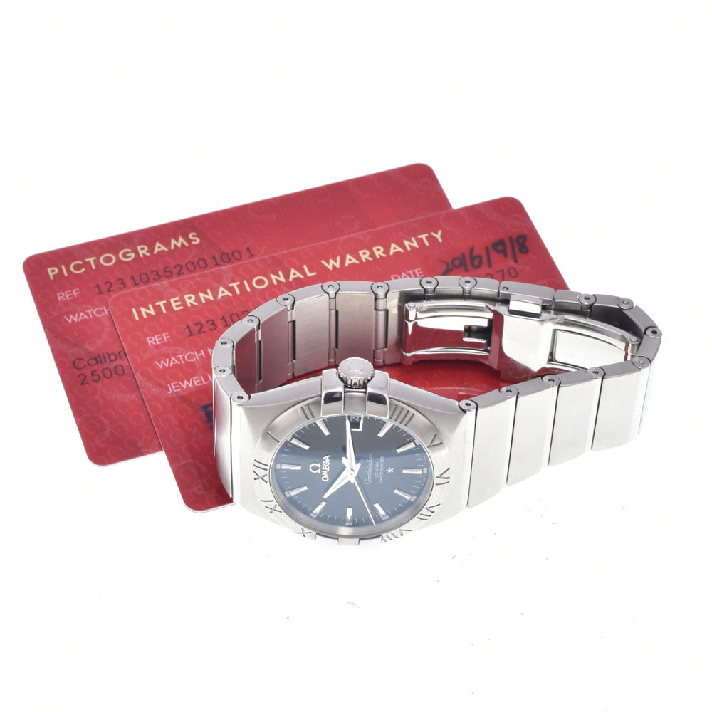 with paper OMEGA Constellation Coaxial 123.10.35.20.01.001 Date black Dial Automatic Men's
 Watch Q#149202