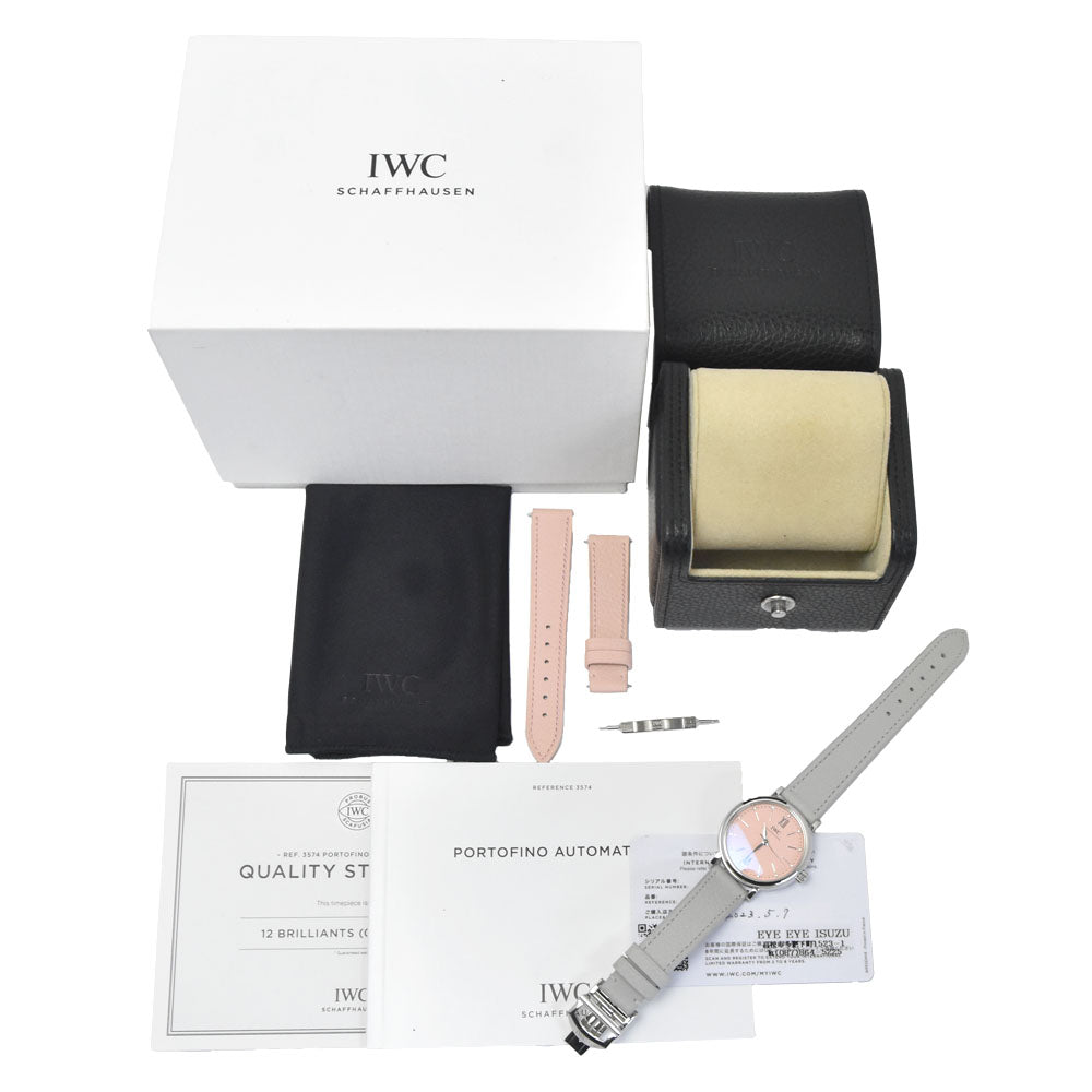 with paper IWC SCHAFFHAUSEN Portofino Automatic IW357417 12P diamond pink Dial Automatic Ladies
 Watch P#149204