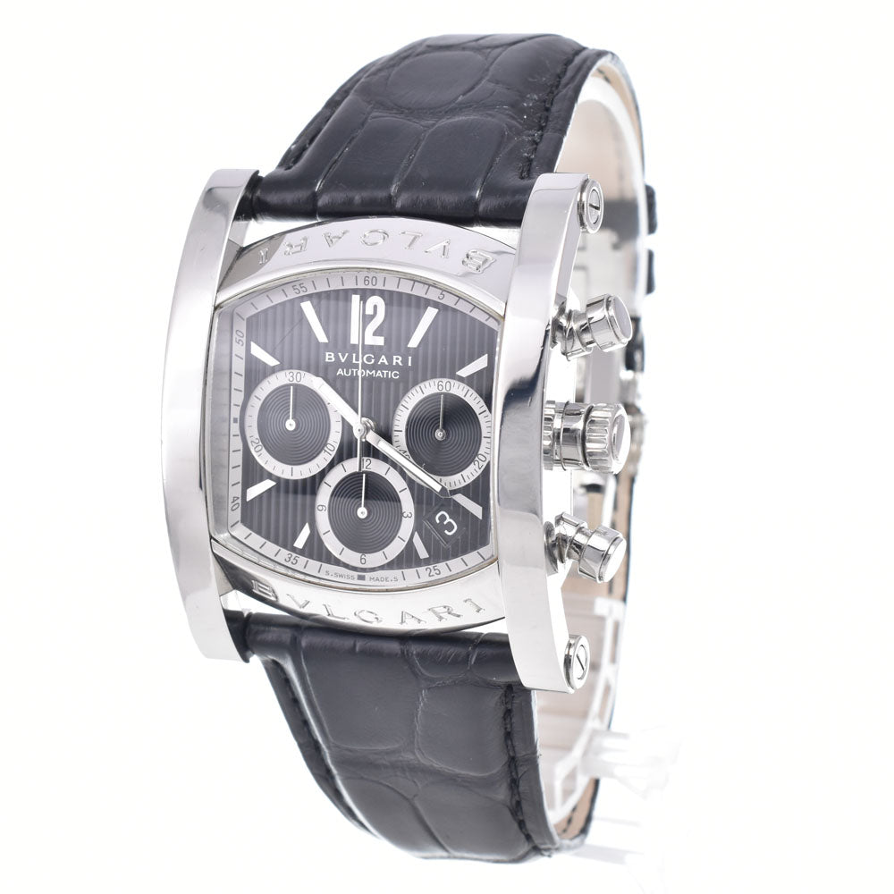 with paper BVLGARI Assioma AA48BSSDCH Chronograph black Dial Automatic Men's
 Watch Q#149213