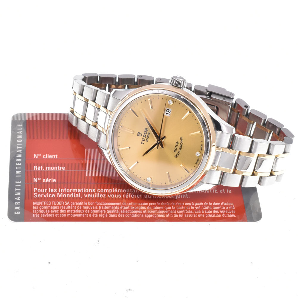 with paper TUDOR style 12503 3P Diamond gold Dial Automatic Men's
 Watch B#149224