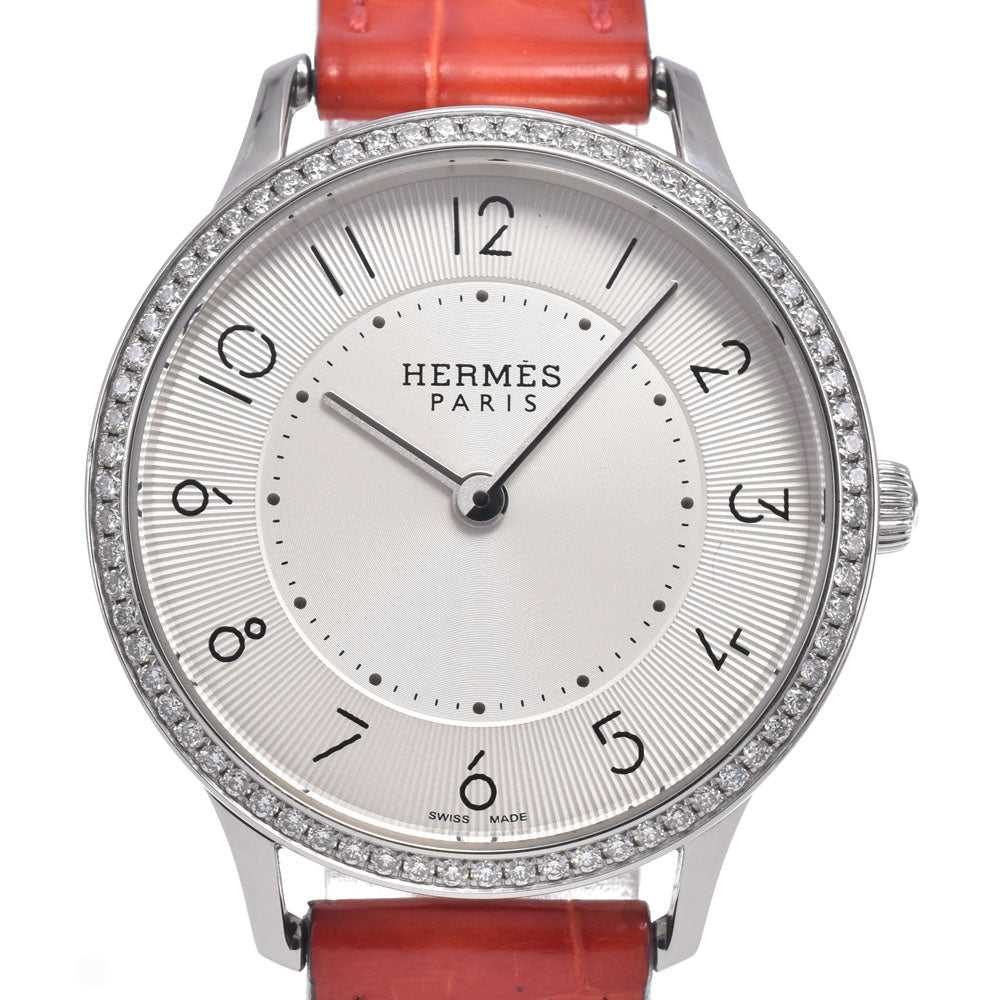 HERMES Slim duermes CA2.230 Bezel Diamond Silver Dial Quartz Ladies
 Watch Q#149226