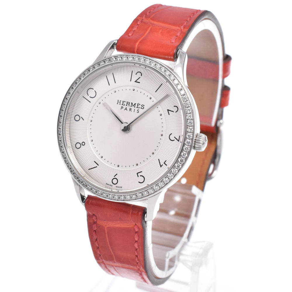 HERMES Slim duermes CA2.230 Bezel Diamond Silver Dial Quartz Ladies
 Watch Q#149226