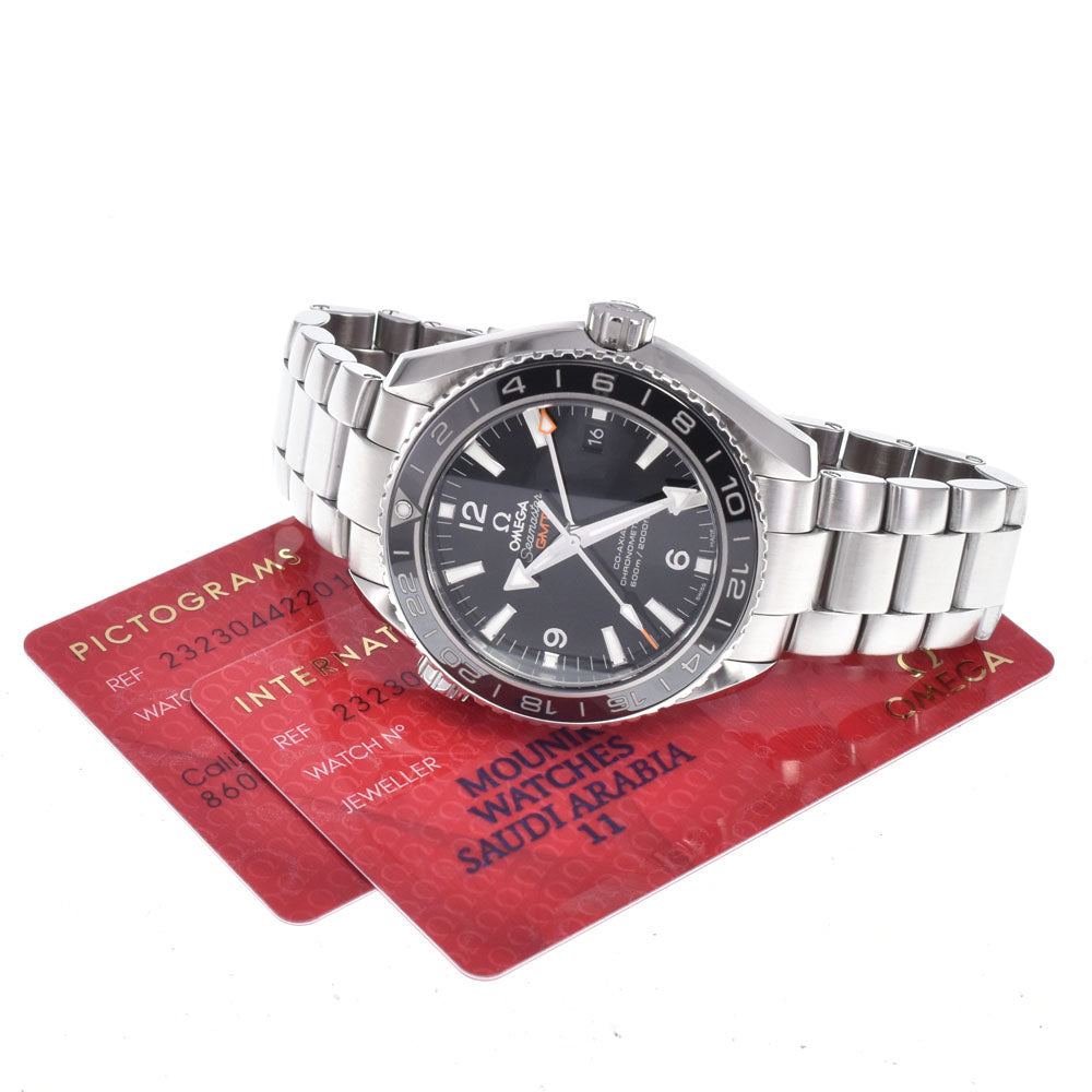 with paper OMEGA Seamaster Planet Ocean 232.30.44.22.01.001 GMT black Dial Automatic Men's
 Watch Q#149237