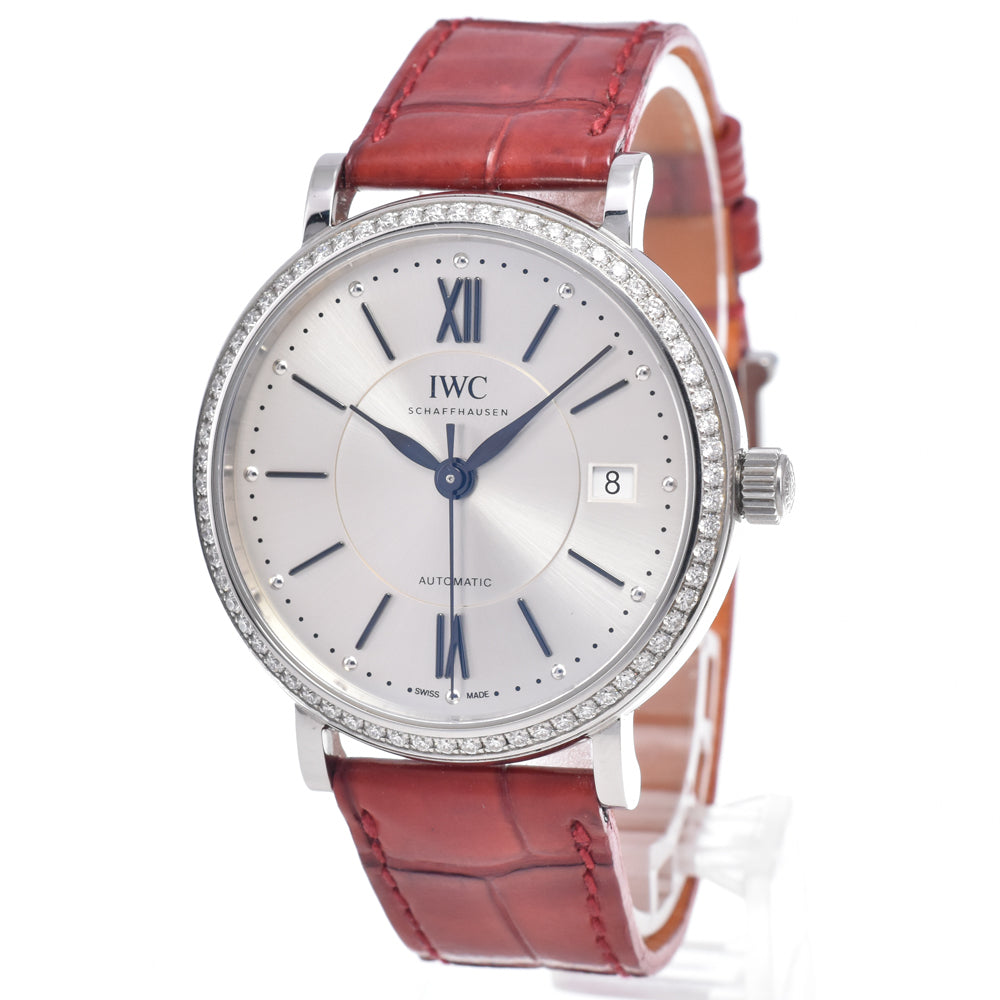 with paper IWC SCHAFFHAUSEN Portofino Automatic 37 IW458109 Diamond Bezel Silver Dial Automatic Men's
 Watch Q#149239