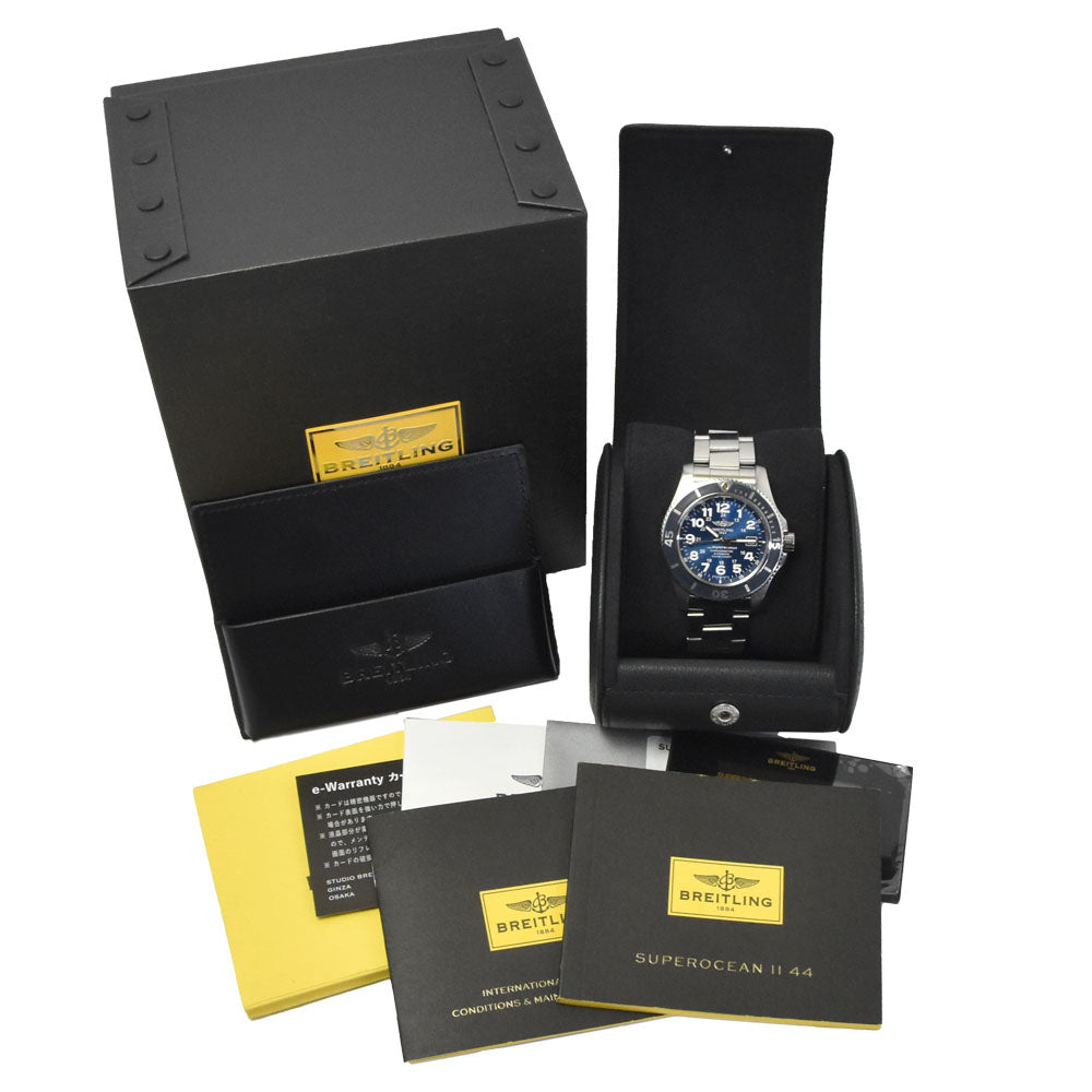 with paper BREITLING Super Ocean II A17392 Date blue Dial Automatic Men's
 Watch R#149248