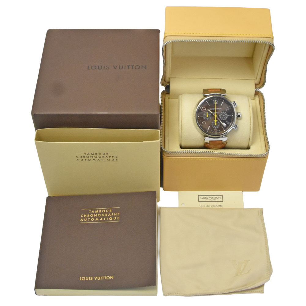 with paper LOUIS VUITTON Tambour Q1121 Dark brown Dial Automatic Men's
 Watch R#149252