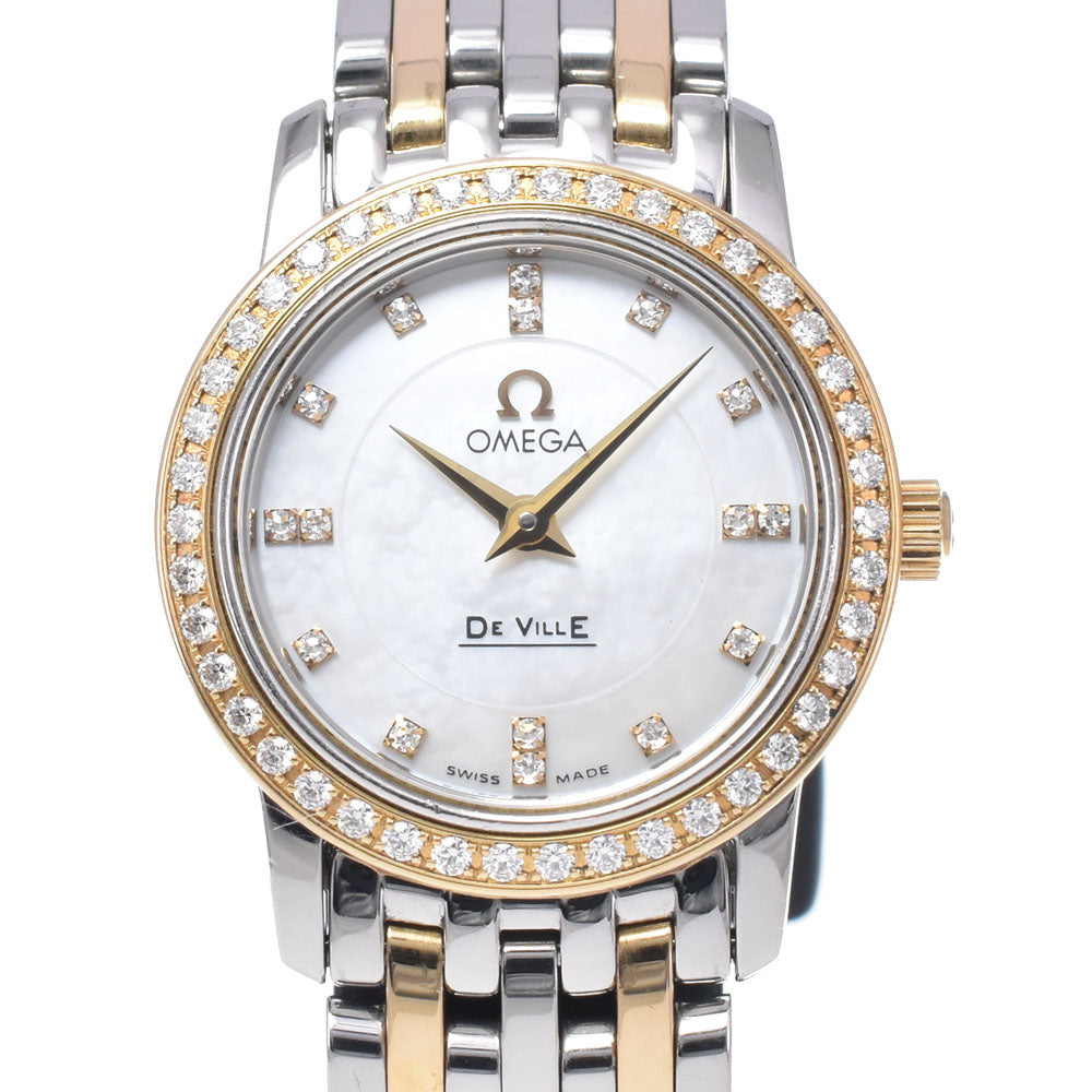 with paper OMEGA De Ville Prestige 4375.75.00 Bezel Diamond White shell Dial Quartz Ladies
 Watch R#149255