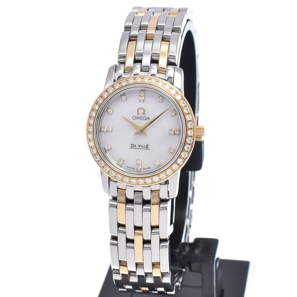 with paper OMEGA De Ville Prestige 4375.75.00 Bezel Diamond White shell Dial Quartz Ladies
 Watch R#149255